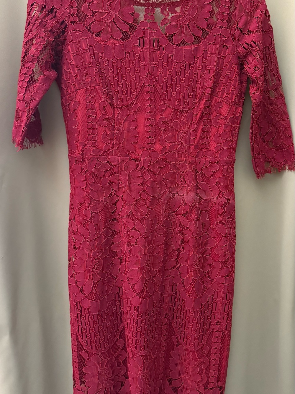 Adrianna Papell Hot Pink Floral Lace Midi Dress